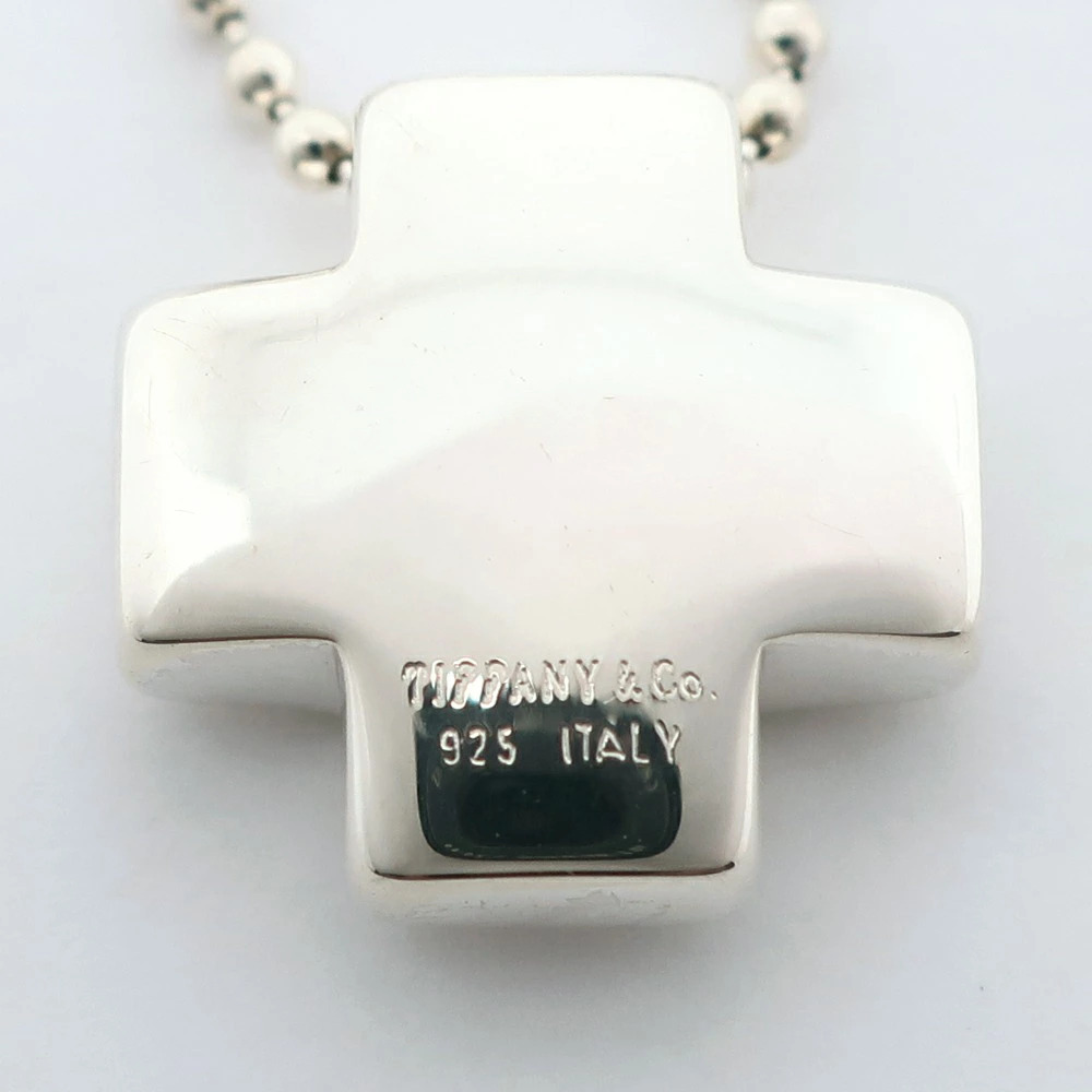 Tiffany Co Roman Cross Necklace Ball Chain Sterling Silver Italy - Picture 6 of 6